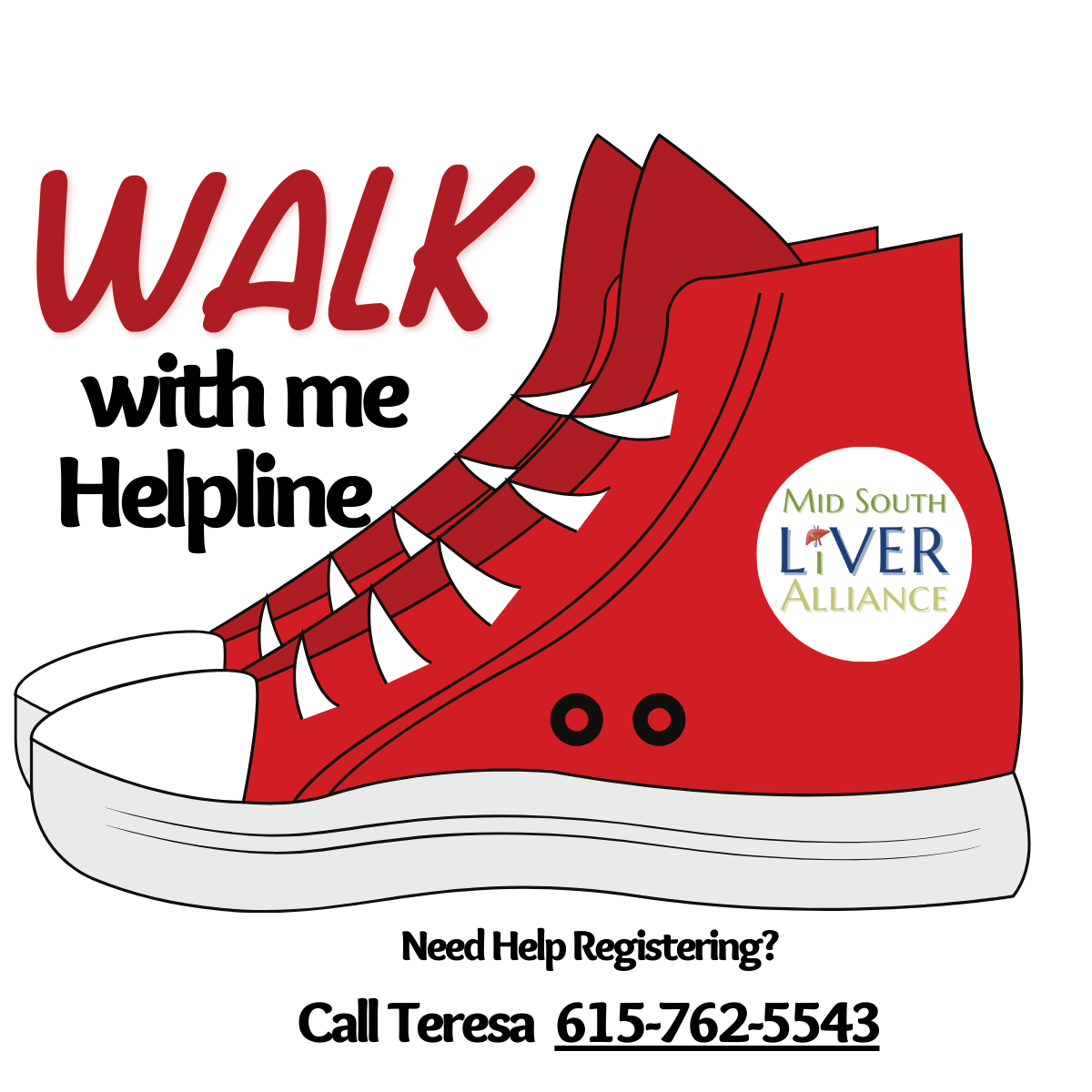 Walk with me helpline. Need help registering call teresa 615 7625543